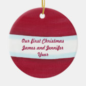 Red White Santa Waist Ons eerste kerstfeest Keramisch Ornament (Voorkant)