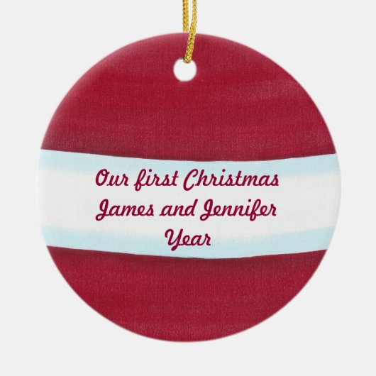 Red White Santa Waist Ons eerste kerstfeest Keramisch Ornament (Voorkant)