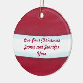 Red White Santa Waist Ons eerste kerstfeest Keramisch Ornament (Links)
