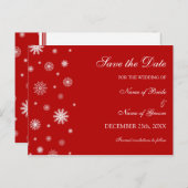 Red White Save the Date Winter Wedding Briefkaart (Voorkant / Achterkant)