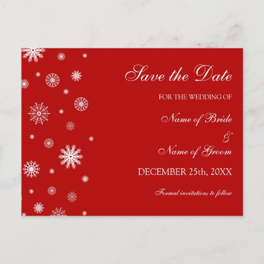 Red White Save the Date Winter Wedding Briefkaart (Voorkant)