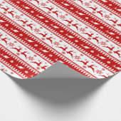Red White Scandinavian Fair Isle kerstcadeau Cadeaupapier (Hoek)