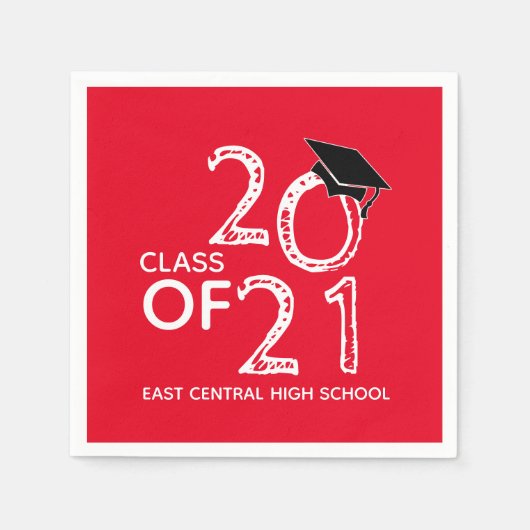 Red White School Kleuren Senior Class 2021 Servet (Voorkant)