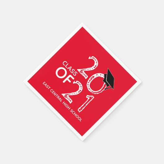 Red White School Kleuren Senior Class 2021 Servet (Hoek)