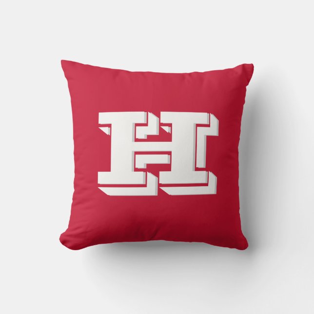 Red & White School Pride Color Style Monogram Kussen (Voorkant)