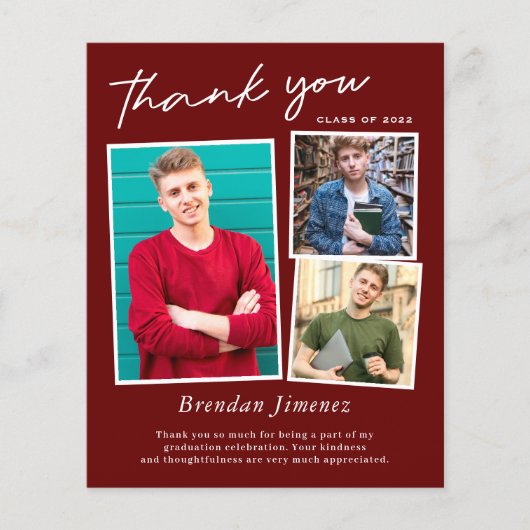 Red White Script 3 Foto Afstuderen Hartelijk dank (Voorkant)