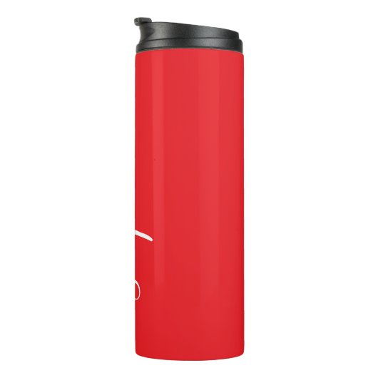 Red White Script Custom Name Thermal Tumbler Thermosbeker (Geroteerd rechts)