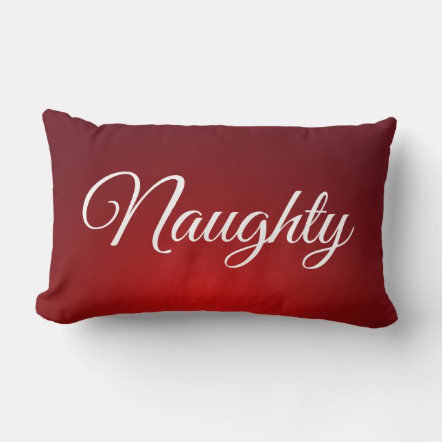 Red White Script Lettering Naughty of Nice Kussen (Voorkant)