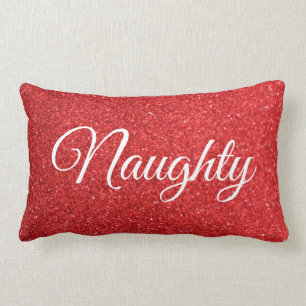 Red White Script Lettering Naughty of Nice Kussen