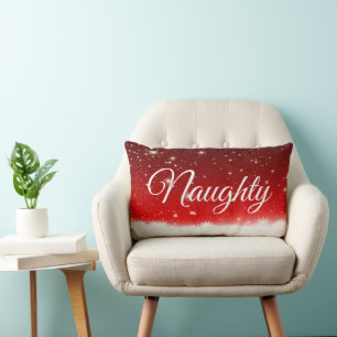 Red White Script Lettering Naughty of Nice Kussen