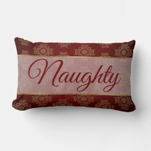 Red White Script Lettering Naughty of Nice Kussen
