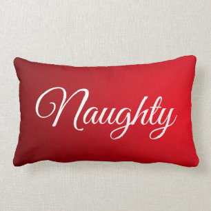 Red White Script Lettering Naughty of Nice Kussen
