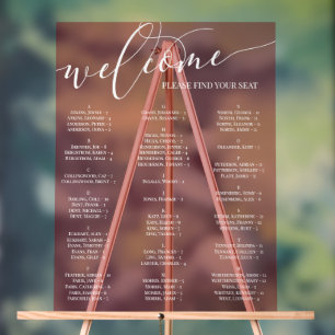 Red White Script Welkom Zittingkaart Elk Evenement Acryl Bord