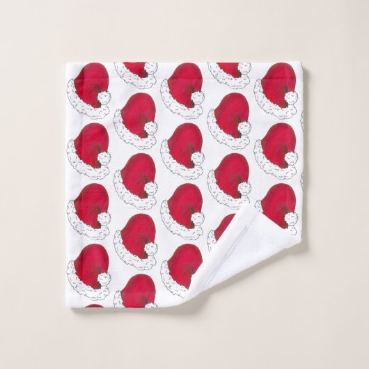 Red White Secret Santa Claus Pet kerstavond Bad Handdoek (Wasdoekje)