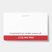 Red White Service Dog Foto-ID QR-code Badge (Achterkant)