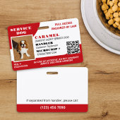Red White Service Dog Foto-ID QR-code Badge