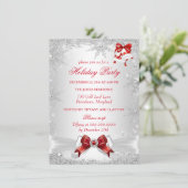 Red White Silver Winter Wonderland Holiday Party Kaart (Staand voorkant)