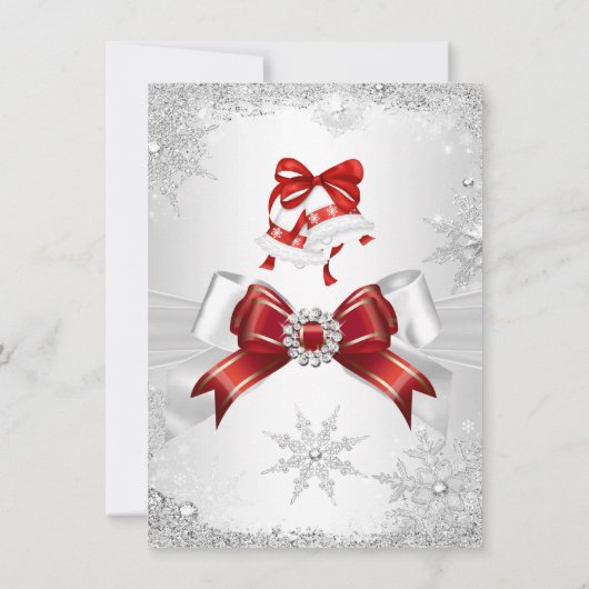 Red White Silver Winter Wonderland Holiday Party Kaart (Achterkant)