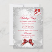 Red White Silver Winter Wonderland Holiday Party Kaart (Voorkant)