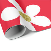 Red White Simple Daisy Gold Cadeaupapier (Rol Hoek)