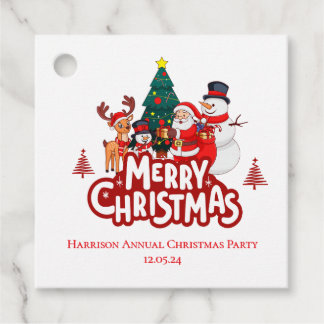 Red & White Simple Merry Christmas Bedankjes Labels