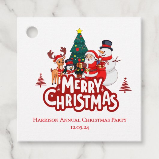 Red & White Simple Merry Christmas Bedankjes Labels (Voorkant)