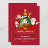 Red & White Simple Merry Christmas Feestdagenkaart (Voorkant / Achterkant)
