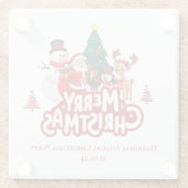 Red & White Simple Merry Christmas Glazen Onderzetter (Achterkant)