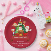 Red & White Simple Merry Christmas Papieren Bordje (Feest)