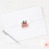 Red & White Simple Merry Christmas Vierkante Sticker (Envelop)