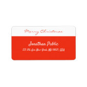 Red White Sjabloon Merry Kerstmis Adres Etiket (Voorkant)
