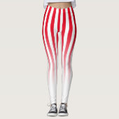 Red White Snoep Stripe Fade Pattern Leggings (Voorkant)