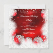 Red White Snow Bauble kerstfeestdag Kaart (Voorkant)