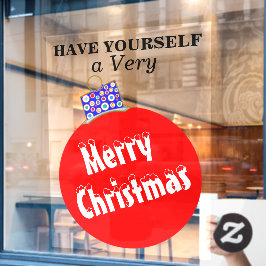 Red White Snow Capped Ornamry kerst  Raamsticker