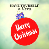 Red White Snow Capped Ornamry kerst  Raamsticker (Vel 3)