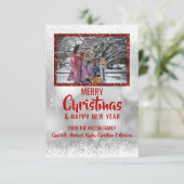 RED White Snow Glitter kerst Nieuwjaar | FOTO Kaart (Staand voorkant)