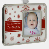 Red White Snow Mam Kerstversiering Verzilverd Omlijst Ornament (Rechts)
