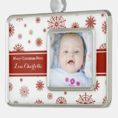 Red White Snow Mam Kerstversiering Verzilverd Omlijst Ornament (Links)