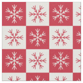 Red White Snowflake Checkered Pattern Stof (Close Up)