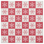 Red White Snowflake Checkered Pattern Stof (Swatch)