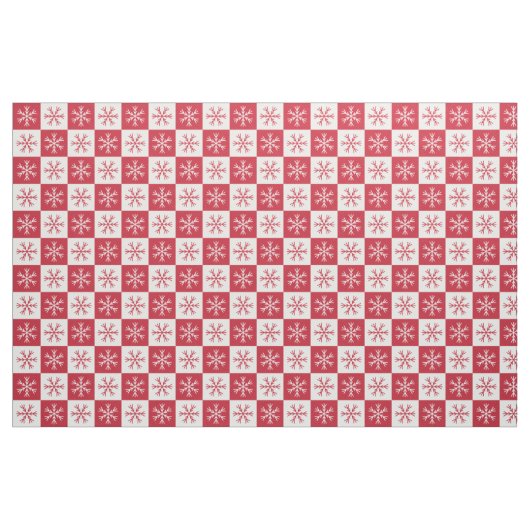 Red White Snowflake Checkered Pattern Stof (Fat Quarter)