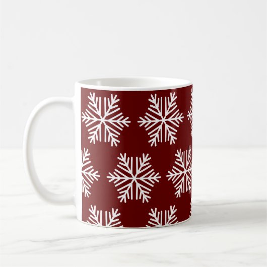 Red White Snowflake Christmas Pattern Coffee Mug  Koffiemok (Links)
