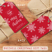 Red White Snowflake Company Logo Vrolijk Kerstfees Cadeaulabel