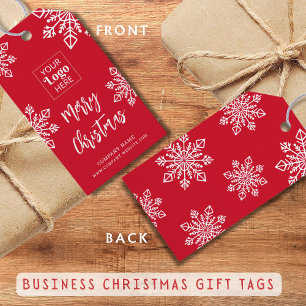 Red White Snowflake Company Logo Vrolijk Kerstfees Cadeaulabel