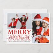 Red White Snowflake Familie Foto Collage Kerstmis Feestdagenkaart (Voorkant)