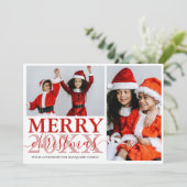 Red White Snowflake Familie Foto Collage Kerstmis Feestdagenkaart (Staand voorkant)