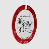 Red White Snowflake First Kerstmis Pas getrouwd Ornament (voorkant)