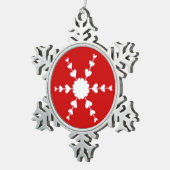Red White Snowflake Heart Snowflake Ornamke Tin Sneeuwvlok Ornament (Rechts)