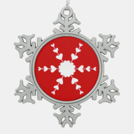 Red White Snowflake Heart Snowflake Ornamke Tin Sneeuwvlok Ornament