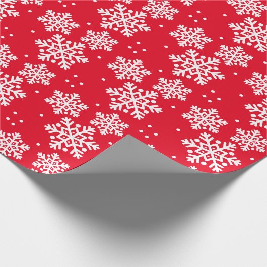 Red White Snowflake kerst Cadeaupapier (Hoek)